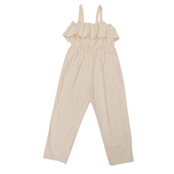 Madewell Jumpsuit Womens XL Light Peach Apron Ruffle Linen Blend Sleeveless - Picture 1 of 12